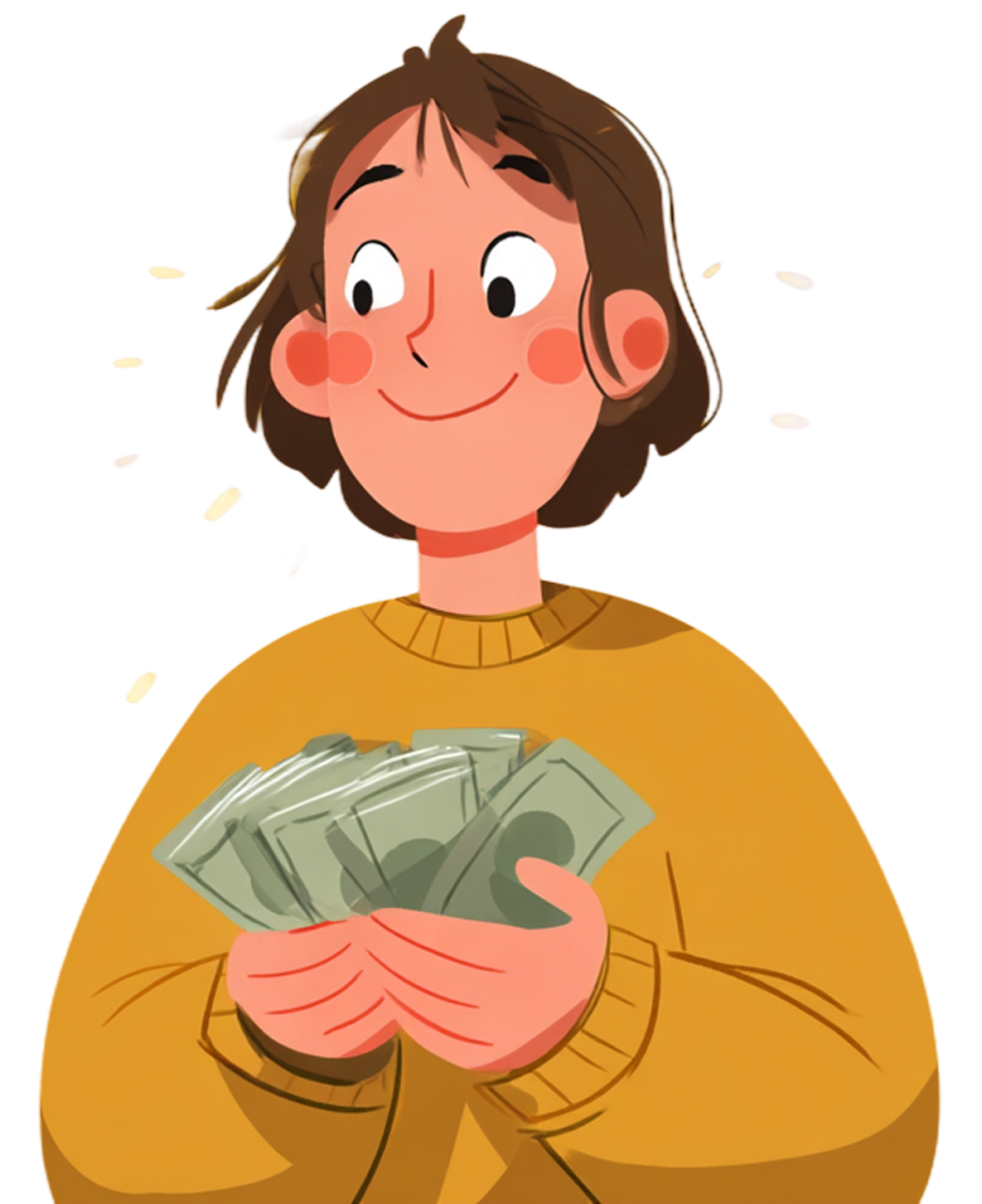 Šťastná osoba s penězi